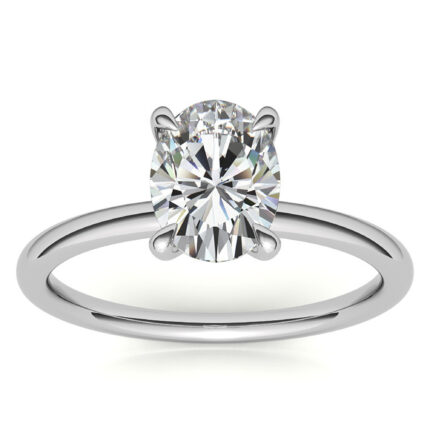 Elegant Oval-Cut Moissanite Solitaire White Gold Ring