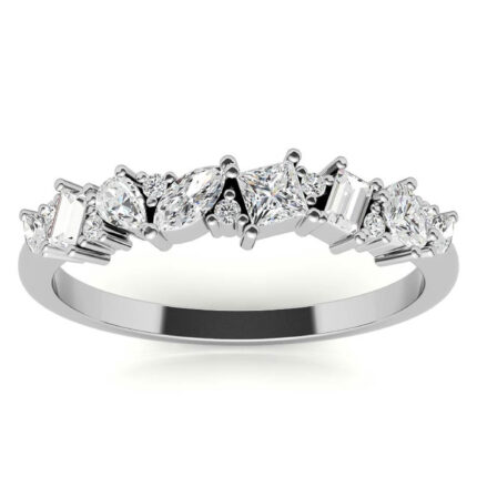 Luxury Multi-Shape Diamond White Gold Half Eternity Band